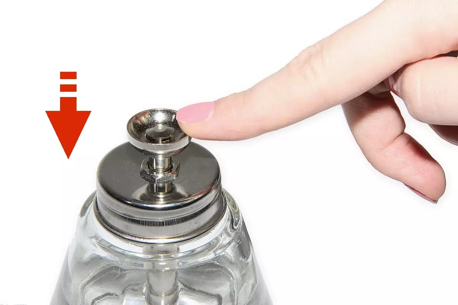 Sklenená nádoba na prchavé kvapaliny 150 ml s dávkovacou pumpou a pohárom – 2