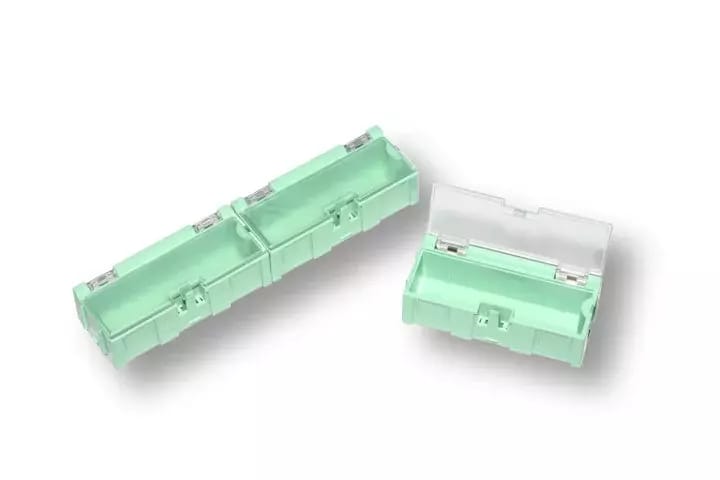 Miniatúrne plastové zásuvky na SMD súčiastky B2 - zelené