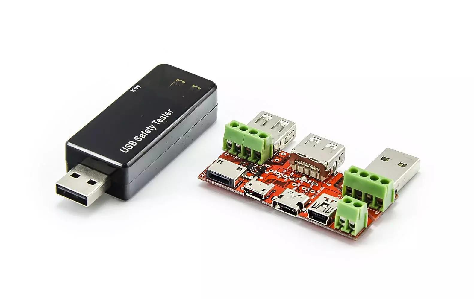 USB tester s redukciami Lightning, USB-C, mini a micro USB, 3-30V, 0-5A – 2