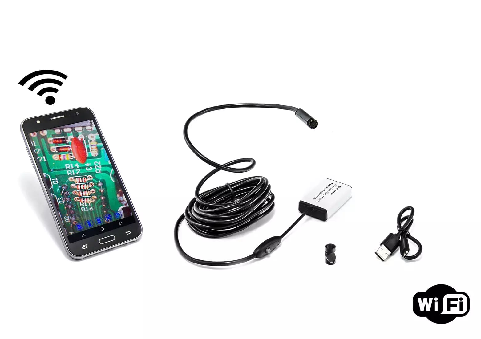 Endoskopická kamera s modemom WiFi a krytím IP66 s pevným ohybným krkom 3,5 m