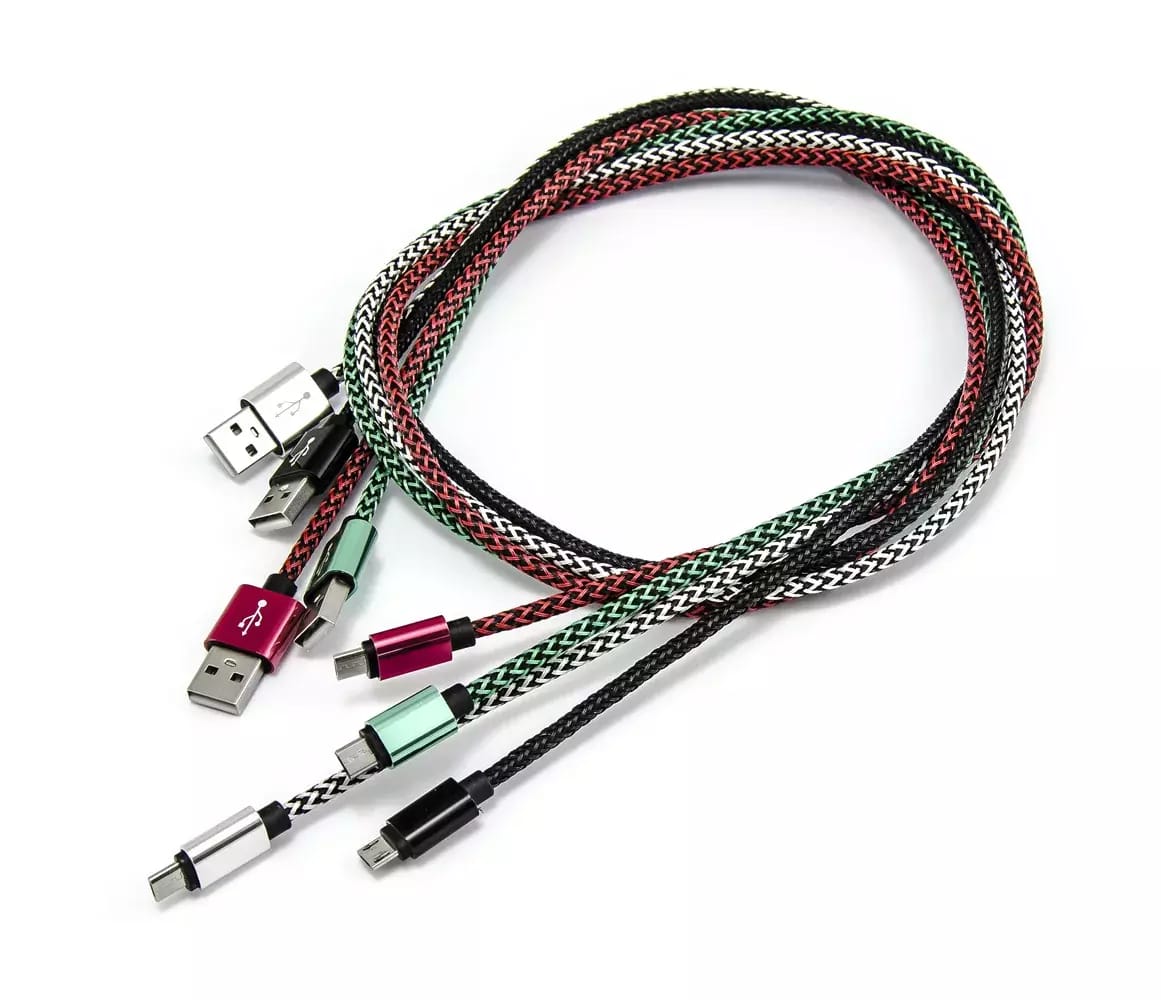 Napájací mikro USB kábel, opletený, rôzne farby, 1m – 2