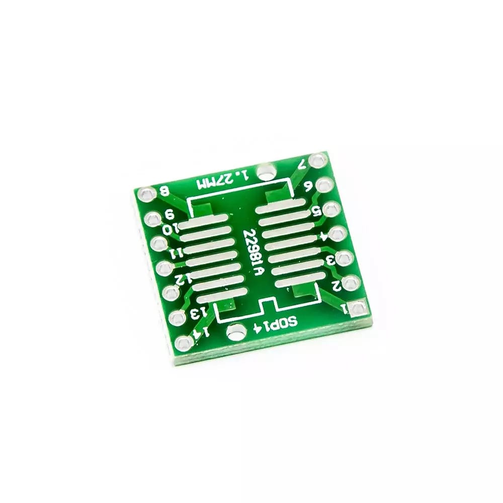PCB redukcia z SOP14 0.65mm, SSOP14 1.27mm na DIP 2.54mm – 2