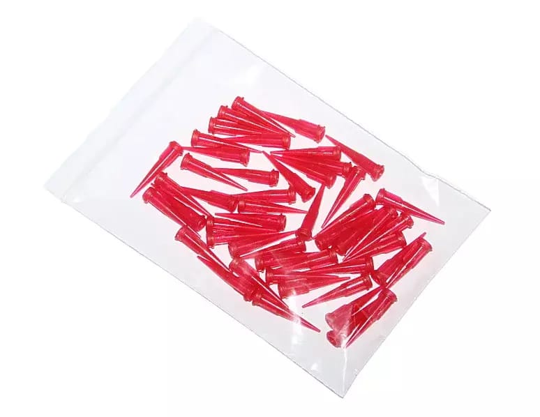 Kónické plastové dávkovacie ihly červená 25G 50ks