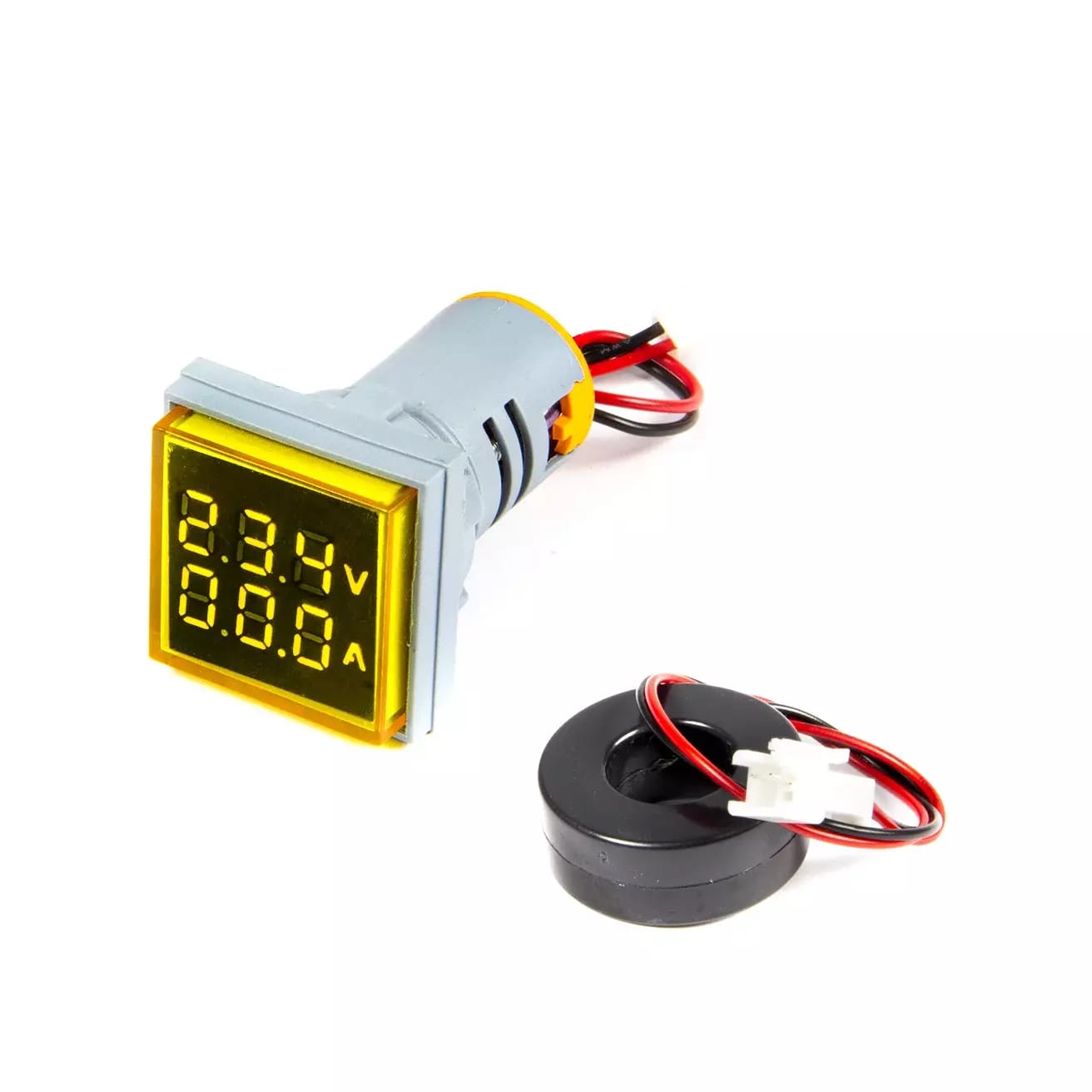 Digitálny voltmeter a ampérmeter pre AC 60-500V / 0-100A panel 22mm štvorcový
