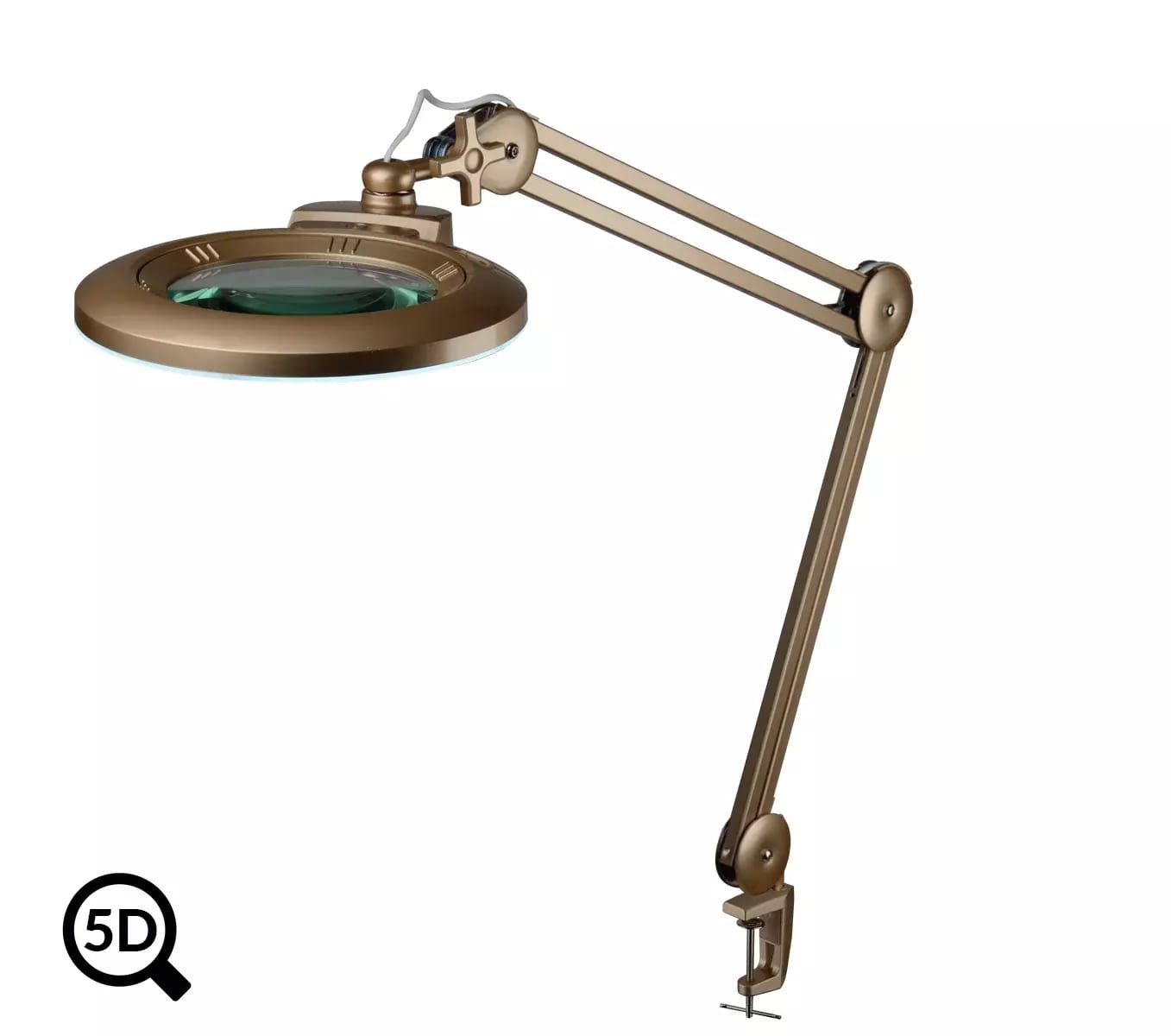 Zlatá stmievateľná LED lampa s lupou IB-150, priemer 150mm, 5D
