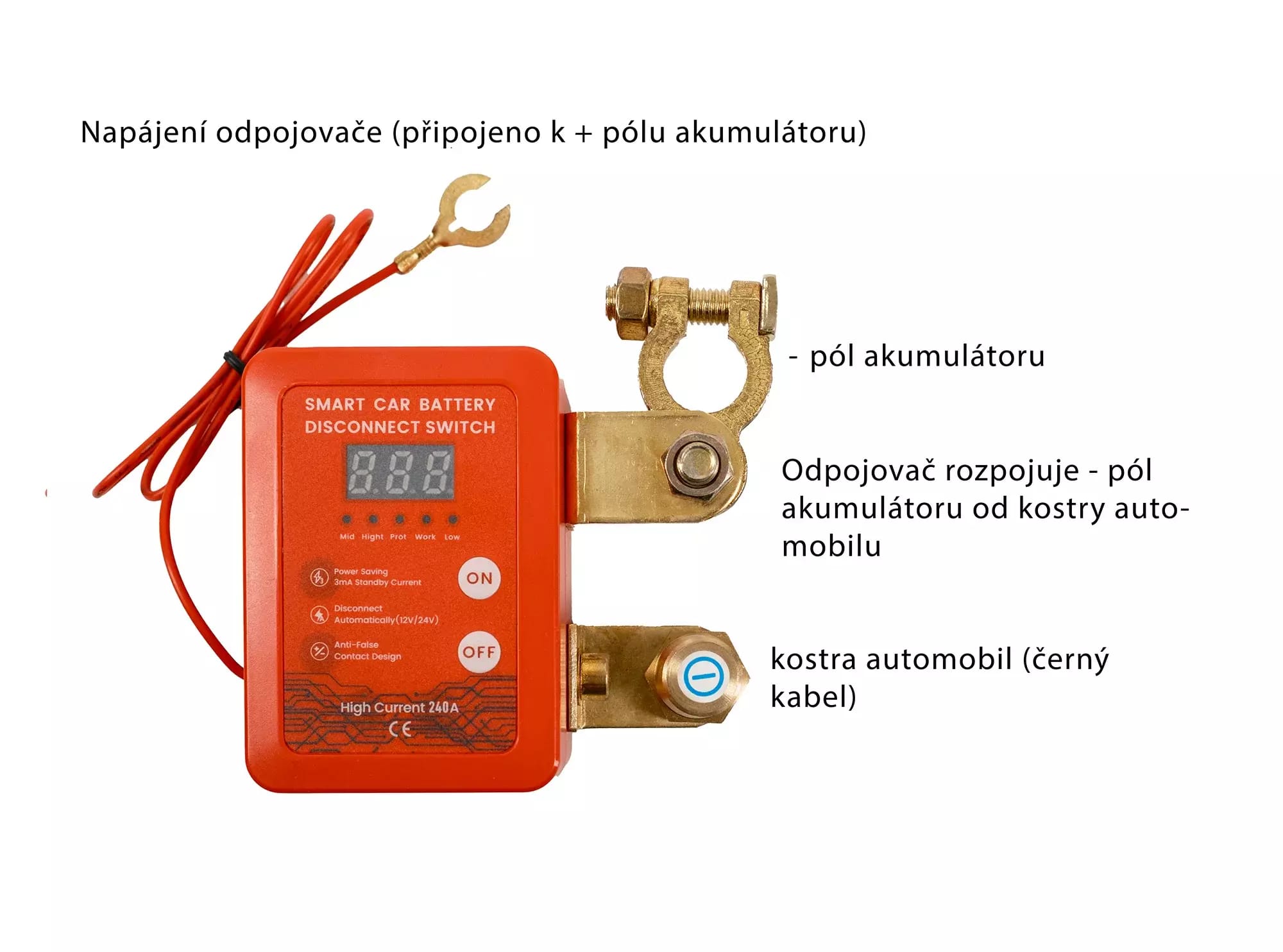 Automatické odpojenie batérie 12-24V DC, 240A Kill Switch Automatické vypnutie napájania – 2