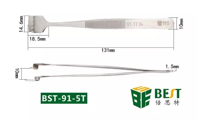Pinzeta nerezová so zubami na doštičky BEST BST-91-5T – 2