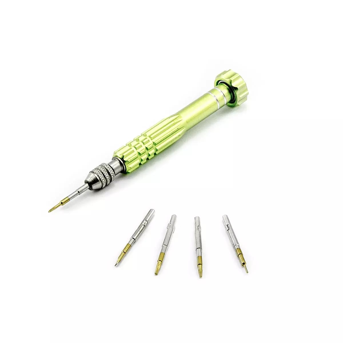 Skrutkovač s 5 titánovými bitmi - torx T5, T6, Päť-hviezda 0.8, krížový a plochý