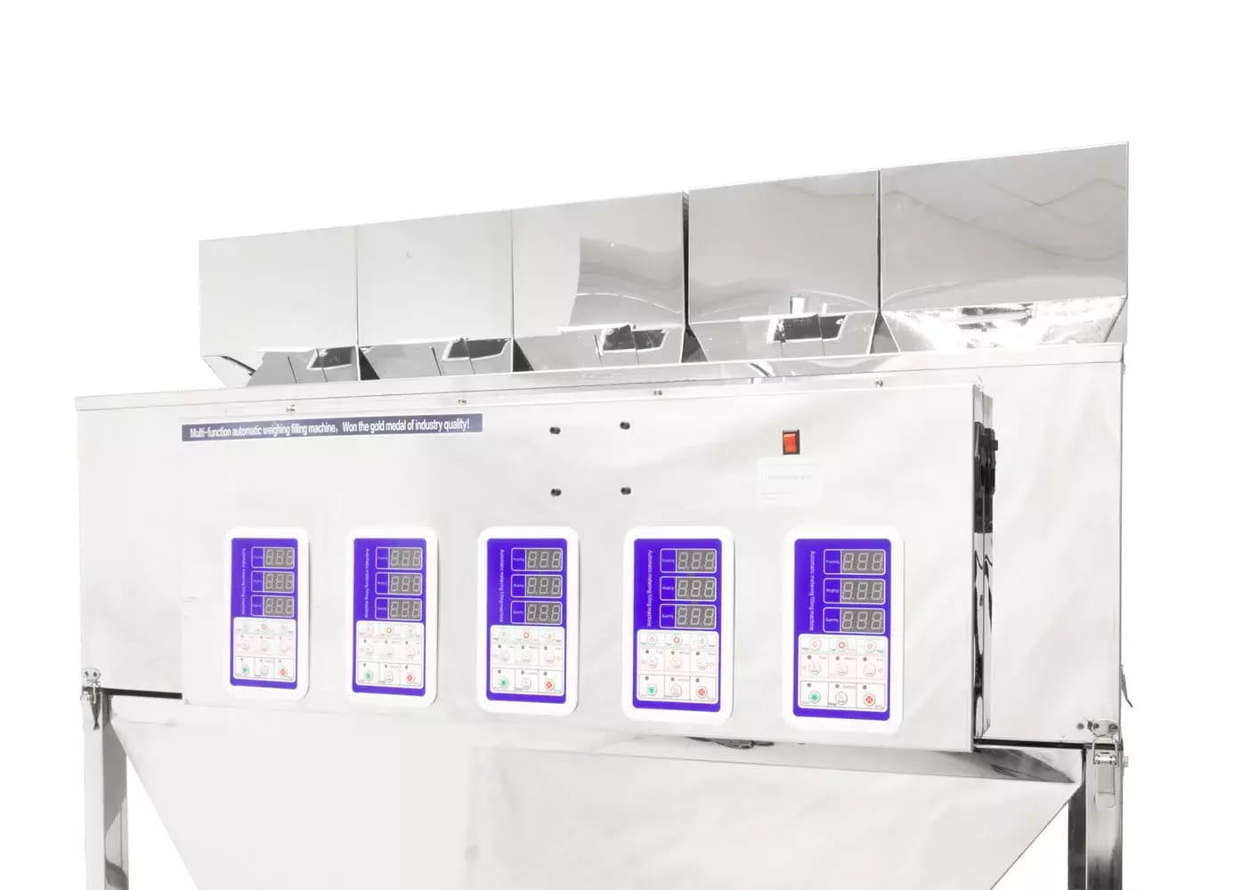 Päťhlavový automatický dávkovač na sypké materiály a zmesi 5x 10-500g – 2